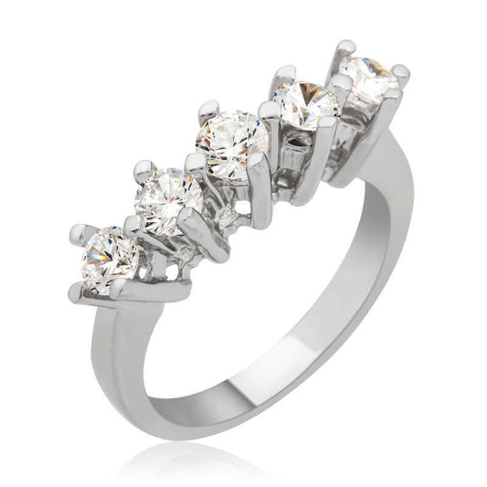 Bague en argent pour femme à griffes longues et 5 pierres