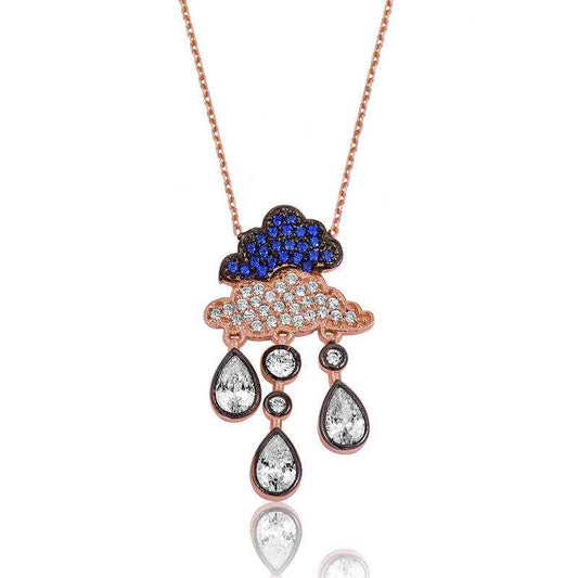 Rain Cloud Silver Pendant Necklace