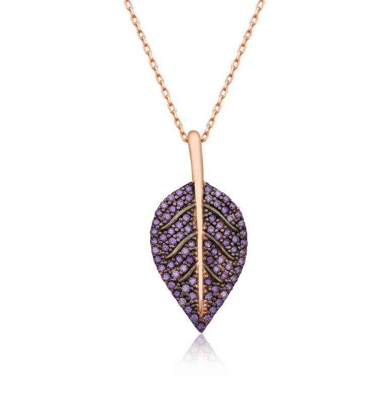 Leaf Women's Rose Gold Plated Silver Necklace