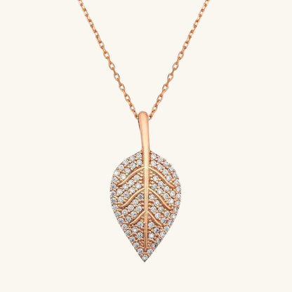 Leaf Women's Rose Gold Plated Silver Necklace