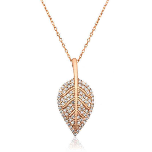 Leaf Women's Rose Gold Plated Silver Necklace