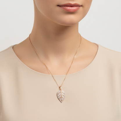 Leaf Damen-Halskette aus rosévergoldetem Silber