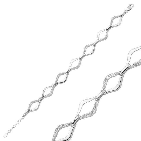 Wavy Stone Women's Silver Bracelet