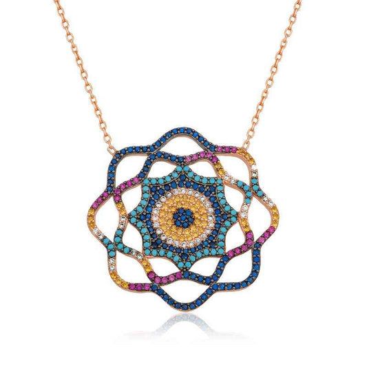 Life Sun Evil Eye Women's Silver Necklace