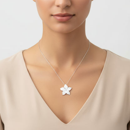 Jasmine Flower Women's Silver Necklace