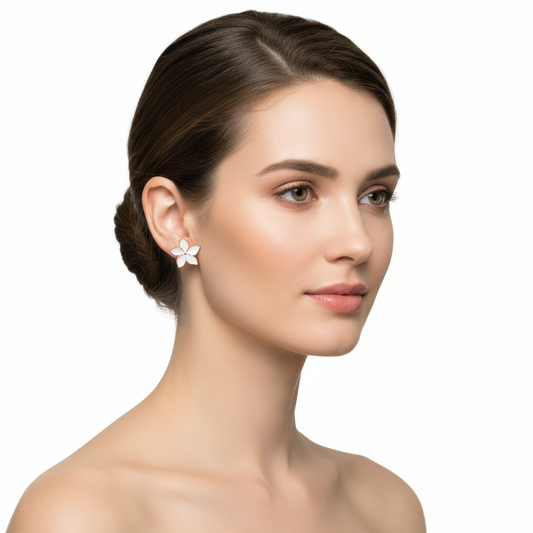 Jasmine Flower Stud Silver Earrings