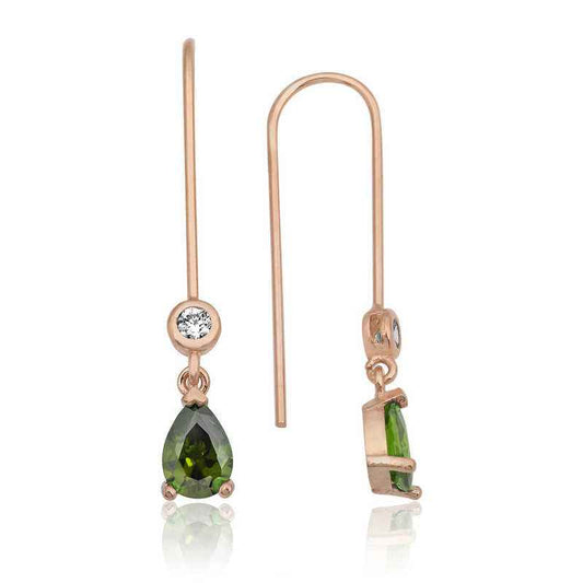 Green Drop Silver Earrings
