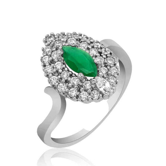Green Shuttle Women's Silver Ring