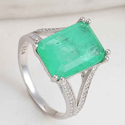 Green Color Paraiba Stone Women's Silver Ring