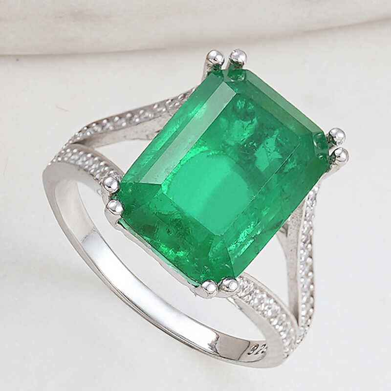 Green Color Paraiba Stone Women's Silver Ring