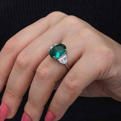 Green Color Paraiba Stone Women's Silver Ring