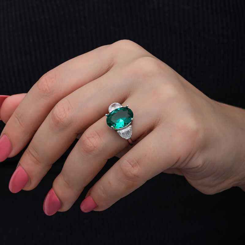 Green Color Paraiba Stone Women's Silver Ring