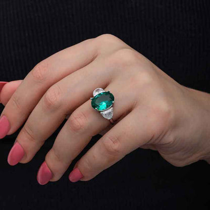 Green Color Paraiba Stone Women's Silver Ring