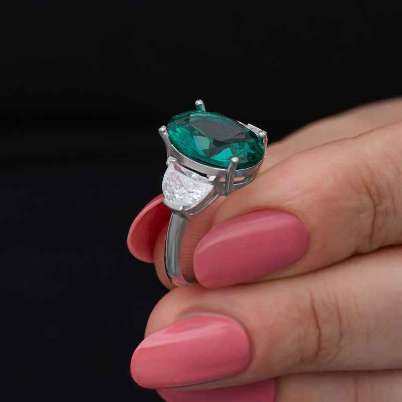 Green Color Paraiba Stone Women's Silver Ring