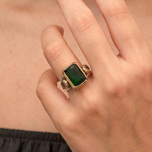 Green Zircon Stone Authentic Women's Silver Ring