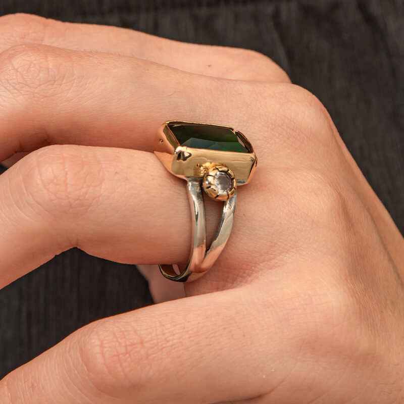 Green Zircon Stone Authentic Women's Silver Ring