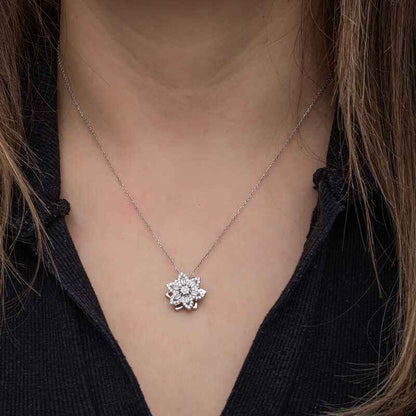 Star Baguette Stone Rotating Stress Women's Silver Necklace