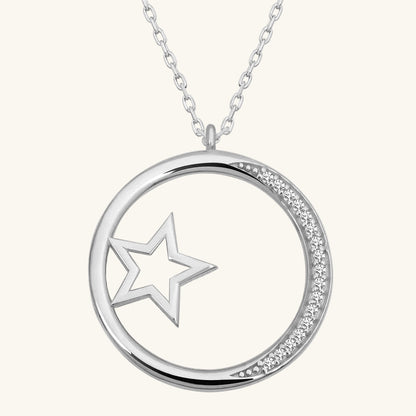 Star Detailed Ring Women's Silver Necklace
