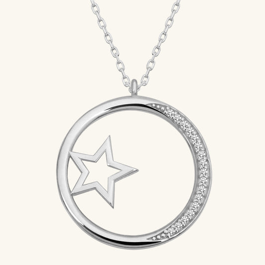 Star Detailed Ring Women's Silver Necklace