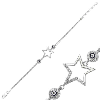 Star Evil Eye Women's Silver Bracelet