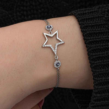 Star Evil Eye Women's Silver Bracelet