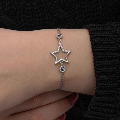 Star Evil Eye Women's Silver Bracelet