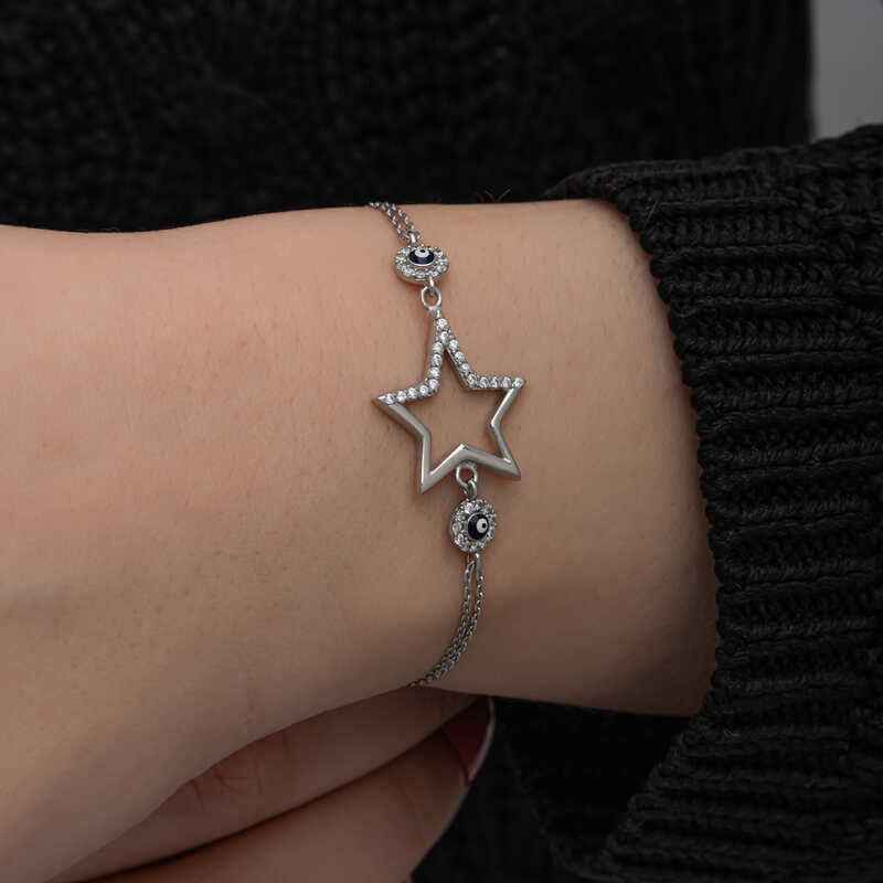 Star Evil Eye Women's Silver Bracelet