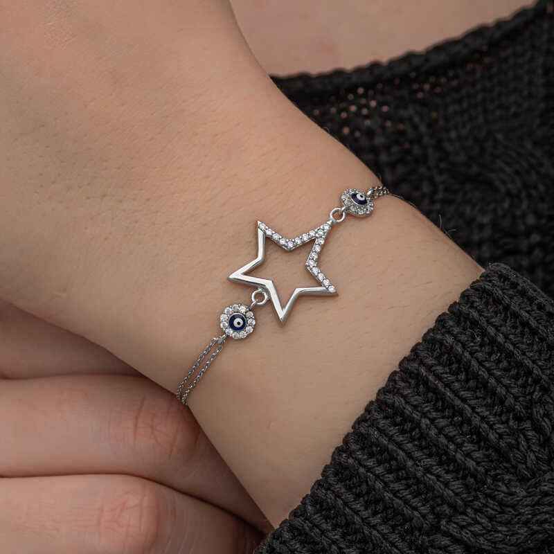 Star Evil Eye Women's Silver Bracelet