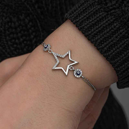 Star Evil Eye Women's Silver Bracelet