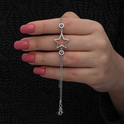 Star Evil Eye Women's Silver Bracelet