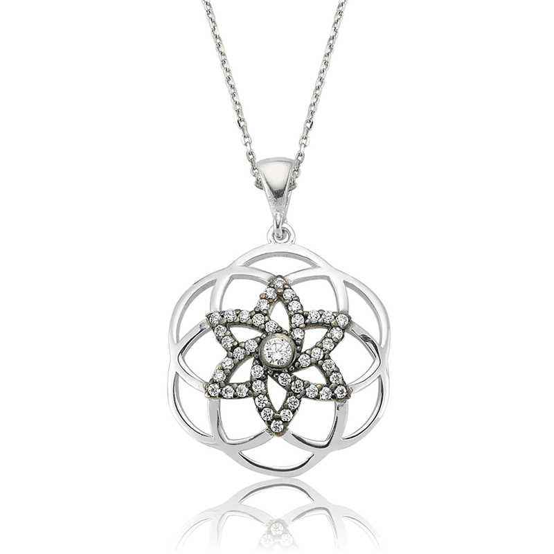 Star Flower of Life Women's Silver Necklace