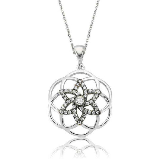 Star Flower of Life Women's Silver Necklace