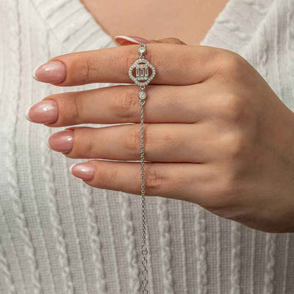 Clover Baguette Stone Women's Silver Bracelet
