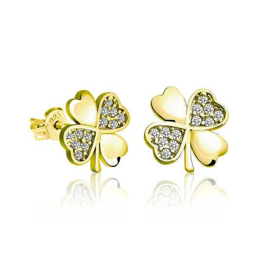 Clover Women's Gold Plated Silver Earrings
