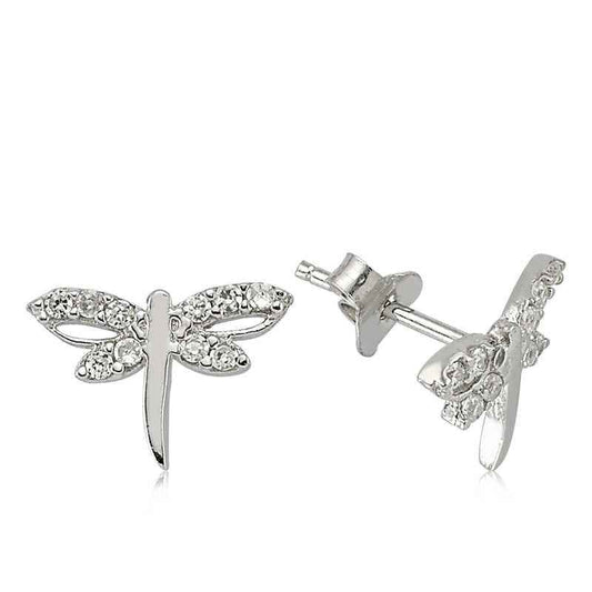 Dragonfly Stud Silver Earrings
