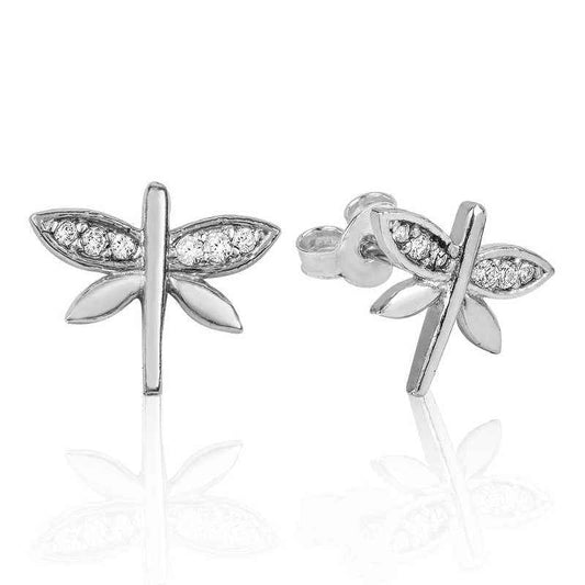Dragonfly Stud Silver Earrings