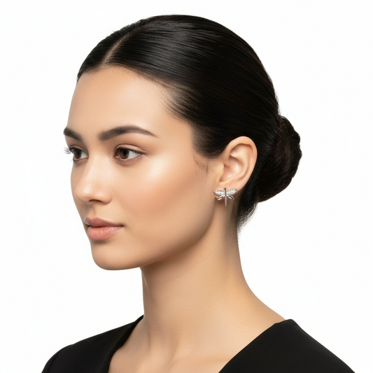 Dragonfly Stud Silver Earrings