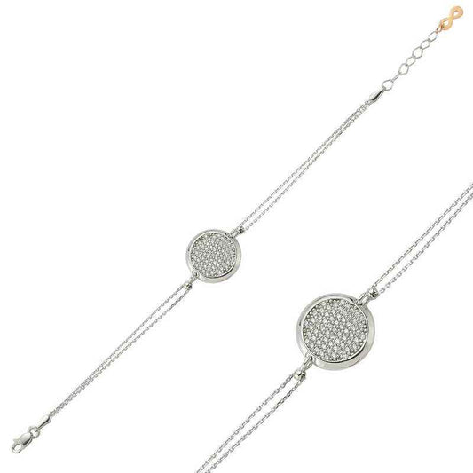 White Stone Round Women's Silver Bracelet