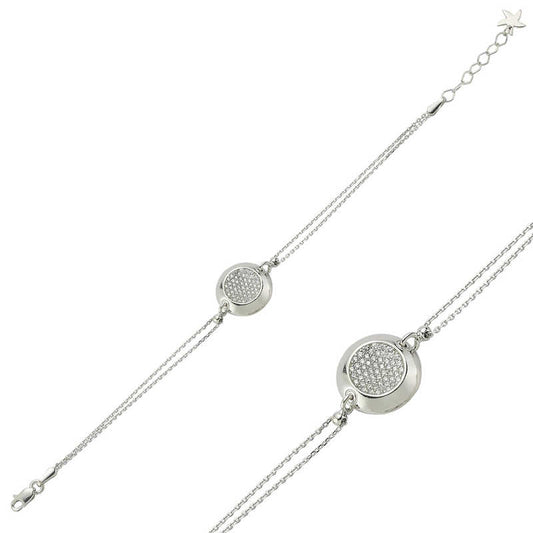 White Stone Round Women's Silver Bracelet