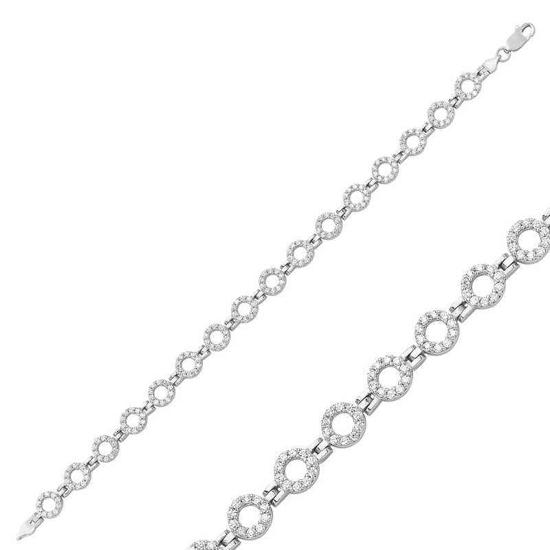 Round Stone Women's Silver Bracelet