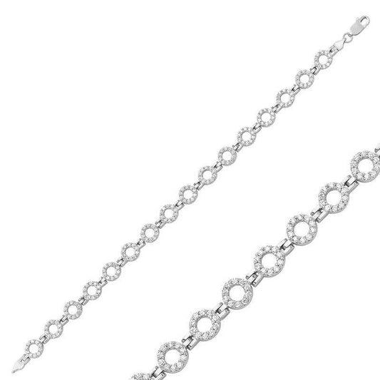 Round Stone Women's Silver Bracelet