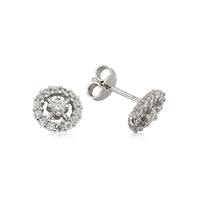 Round Stud Women's Silver Earrings