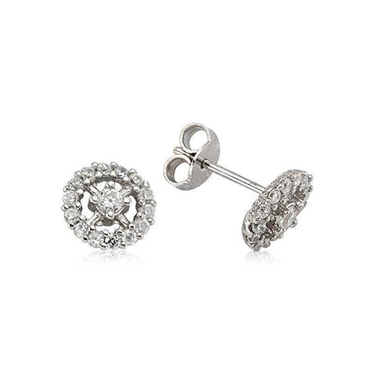 Round Stud Women's Silver Earrings