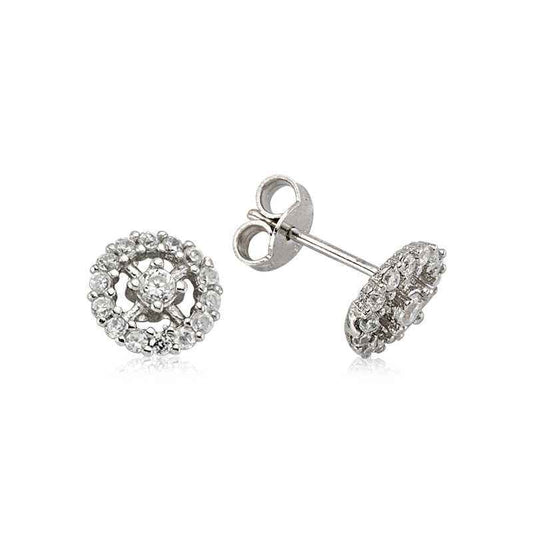 Round Stud Women's Silver Earrings
