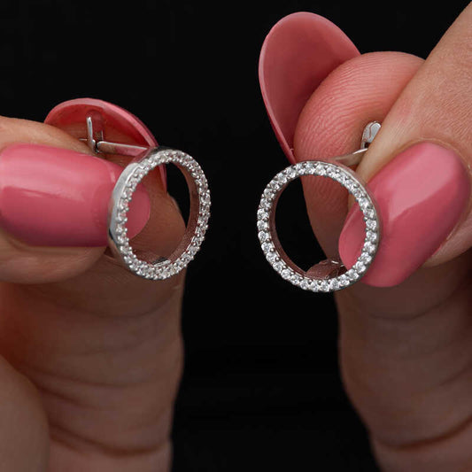 Boucles d'oreilles rondes en argent pour femme