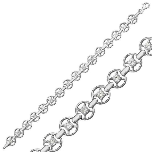 Round Channel Women's Silver Bracelet