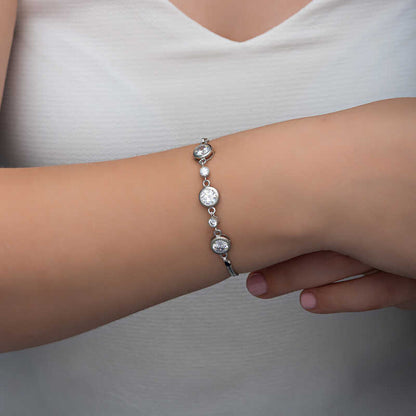 Round Stone Women's Silver Bracelet