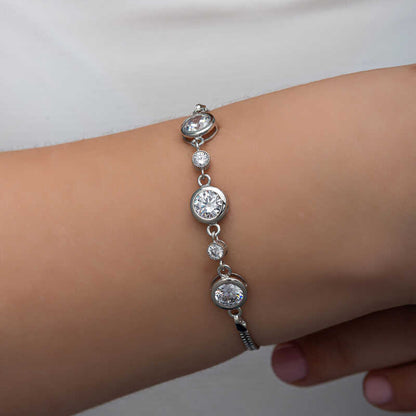 Round Stone Women's Silver Bracelet