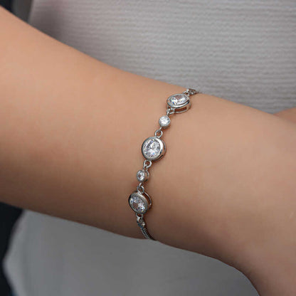 Round Stone Women's Silver Bracelet