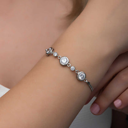 Round Stone Women's Silver Bracelet